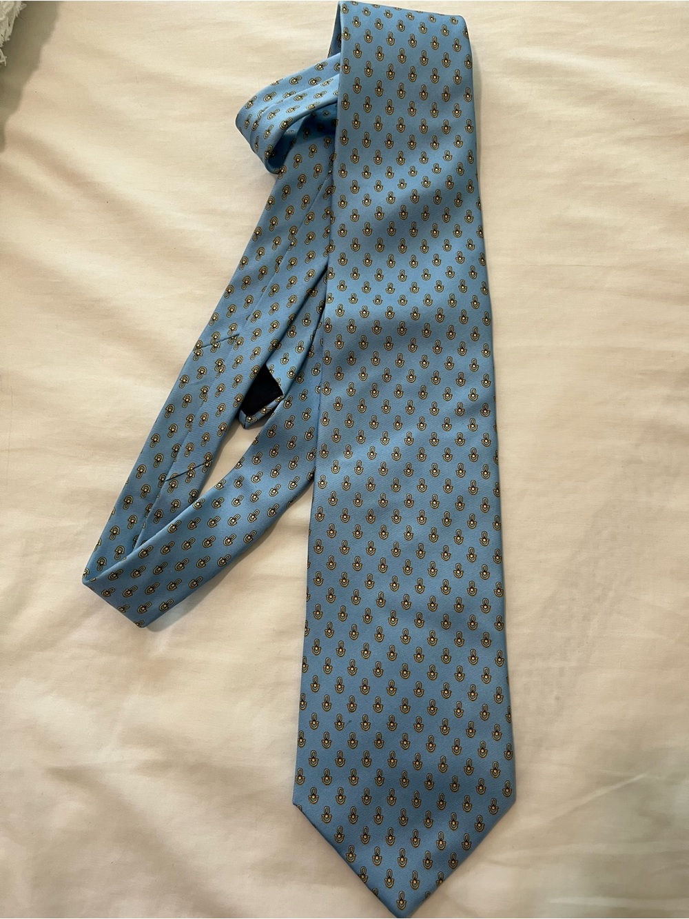 Brooks Brothers Blue Silk Tie with Gold Paisley Motif - Picture 2 of 3